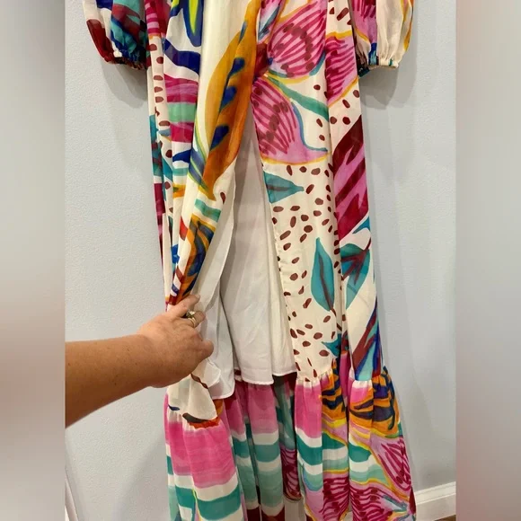 PatBo Size S Flora Print Plunge Maxi with built in bodysuit | Worn Once - Picture 9 of 13